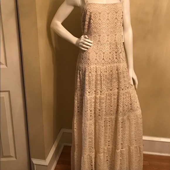 Eliza J Dresses & Skirts - ELIZA J Cream Crochet Layered Maxi Dress